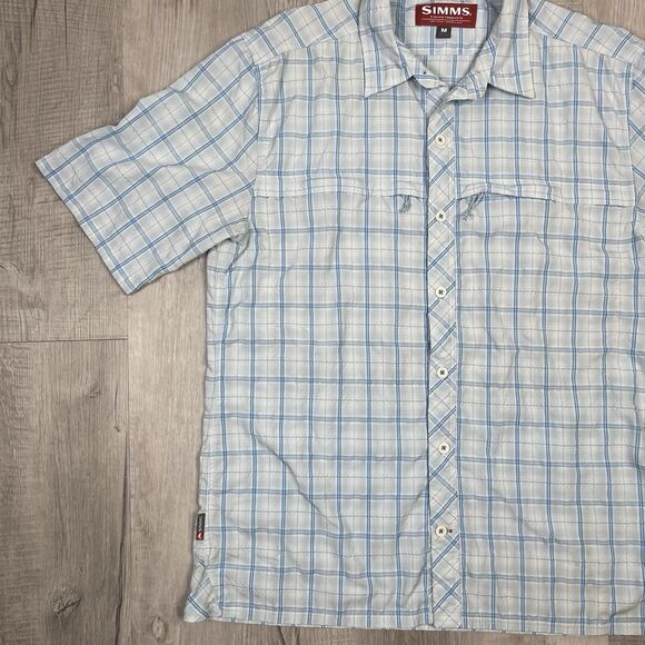 Simms Fishing Products Mens M Medium Plaid Button Down Shirt Short Sleeve J - Picture 2 of 12